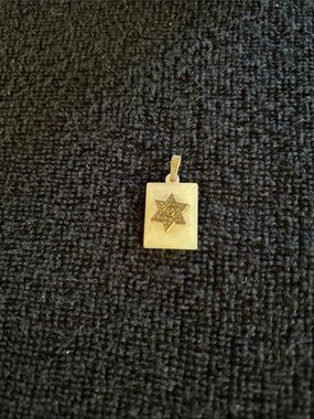 Mother of Pearl and Marcasite Star of David Rectangular Pendant